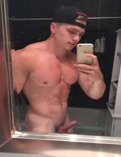 Muscle boy with boner