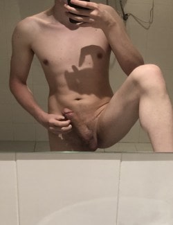 Nude mirror boy with a big cock