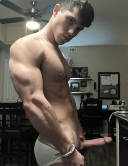 Muscle boy with his cock out
