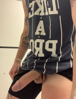 Big beautiful cock out of shorts