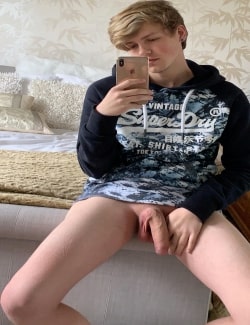 Blonde boy with a big dick