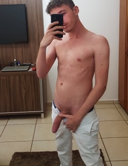 Boy taking mirror dick pics