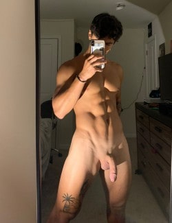 Muscle boy with smooth shaved cock