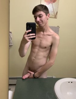 Nude twink with a cut cock