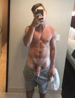 Muscular boy with his cock out